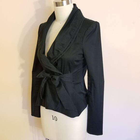 BCBG Max Azria black wrap tie-front blazer size S - Picture 2 of 8